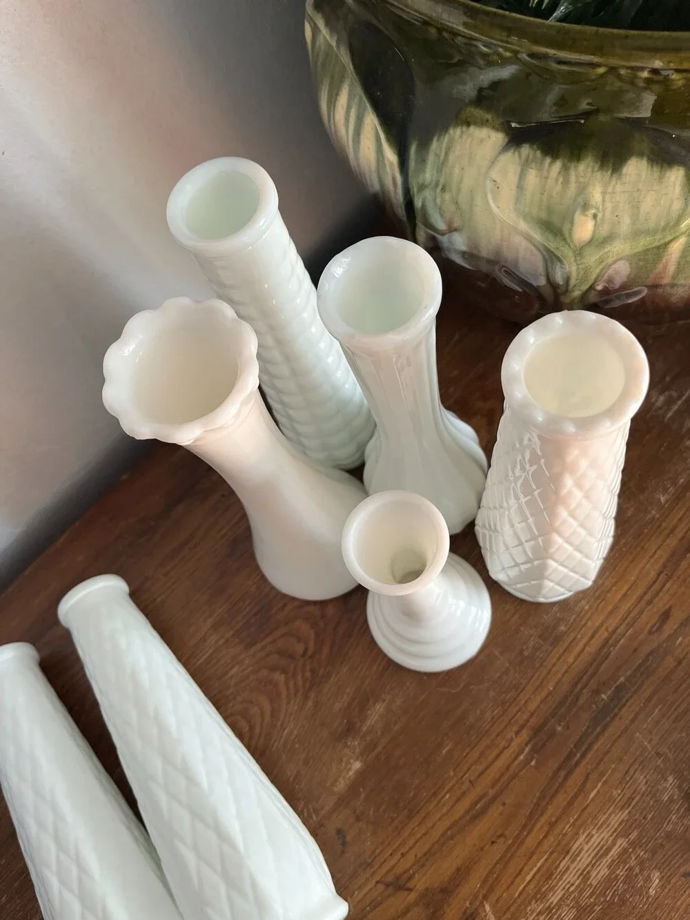 VTG Milk Glass Clear White Flower Bud Vase Lot 10 Mixed Styles Wedding MCM Decor